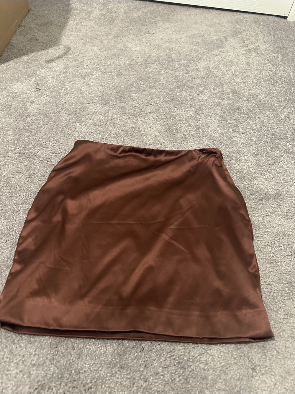 Satin Chocolate Brown Mini Skirt